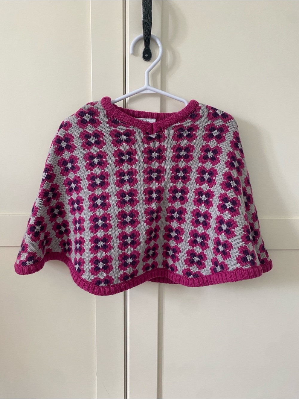Little Maven Pink Floral Knit Toddler Girl’s Sweater Poncho 2T | Fall